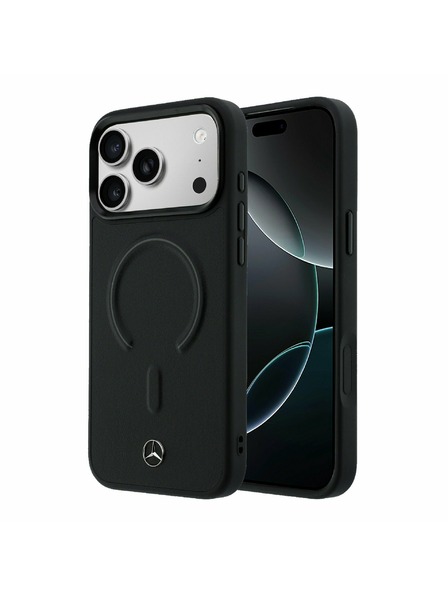 Mercedes Mercedes PU Leather 3D MagSafe Hátsó Tok iPhone 17 Pro Max-hoz Fekete