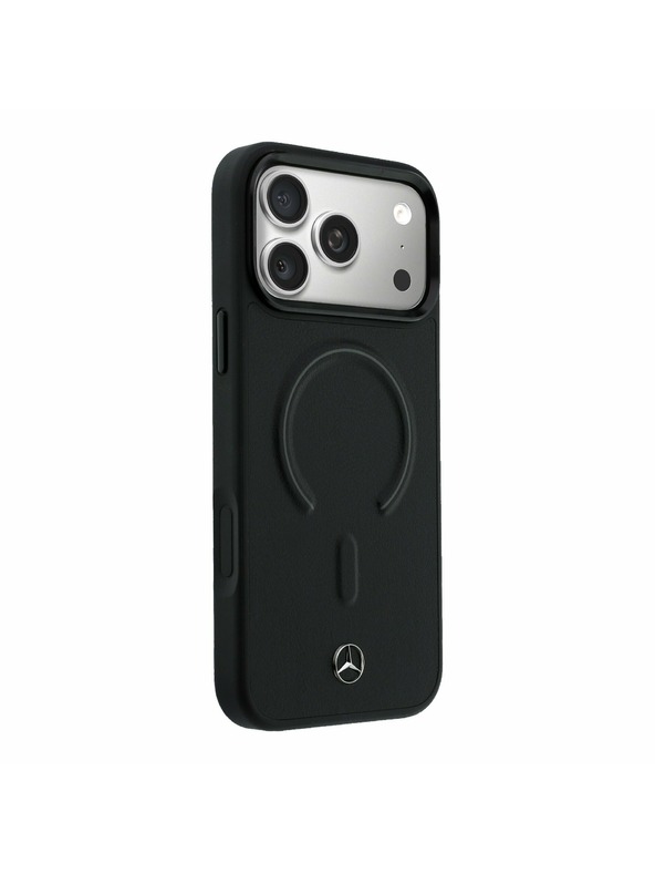 Mercedes Mercedes PU Leather 3D MagSafe Hátsó Tok iPhone 17 Pro Max-hoz Fekete
