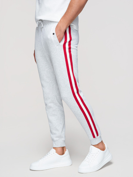 Ombre Clothing Férfi nadrág szegéllyel és bordázott szárral - szürke melír V1 P1519 Ombre Clothing