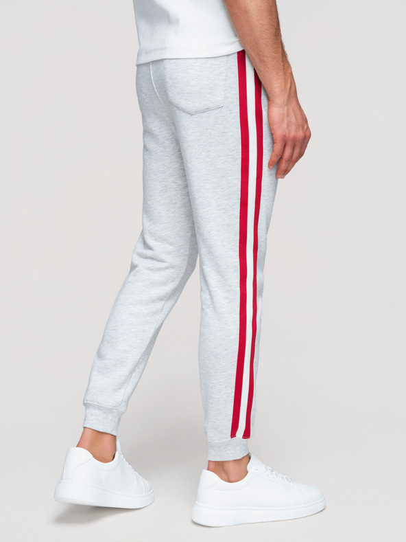 Ombre Clothing Férfi nadrág szegéllyel és bordázott szárral - szürke melír V1 P1519 Ombre Clothing