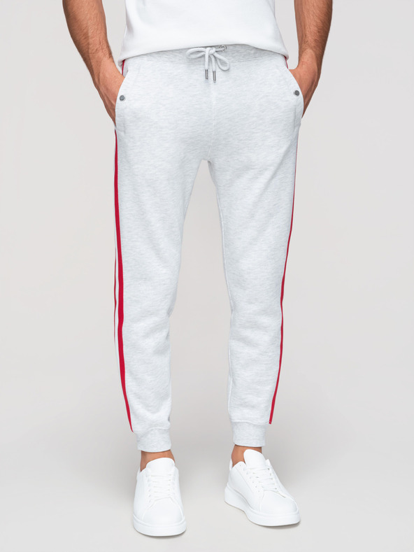 Ombre Clothing Férfi nadrág szegéllyel és bordázott szárral - szürke melír V1 P1519 Ombre Clothing
