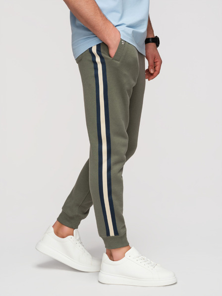 Ombre Clothing Férfi tréning nadrág szegéllyel és bordázott szárral - olivazöld V2 P1519 Ombre Clothing