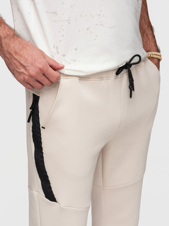 Ombre Clothing Férfi nadrág bordázott mandzsettával és díszítő zipperrel - homoki V6 P1520 Ombre Clothing