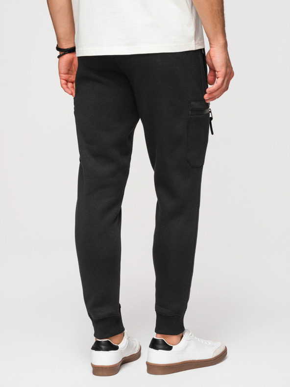 Ombre Clothing Férfi JOGGER nadrág kontrasztos betétekkel és combzsebbel - fekete V1 OM-PASK-0222 Ombre Clothing