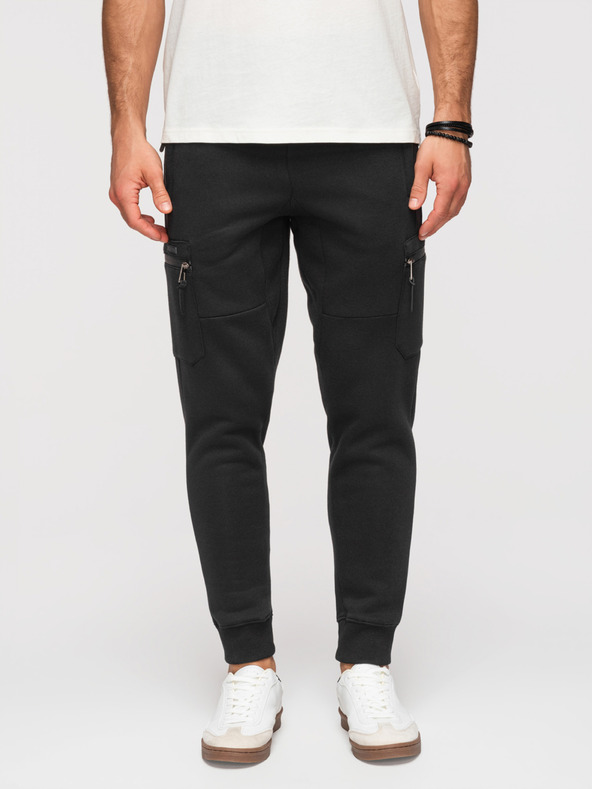 Ombre Clothing Férfi JOGGER nadrág kontrasztos betétekkel és combzsebbel - fekete V1 OM-PASK-0222 Ombre Clothing