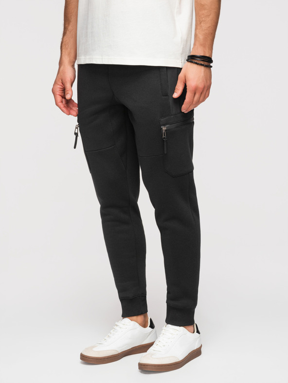 Ombre Clothing Férfi JOGGER nadrág kontrasztos betétekkel és combzsebbel - fekete V1 OM-PASK-0222 Ombre Clothing