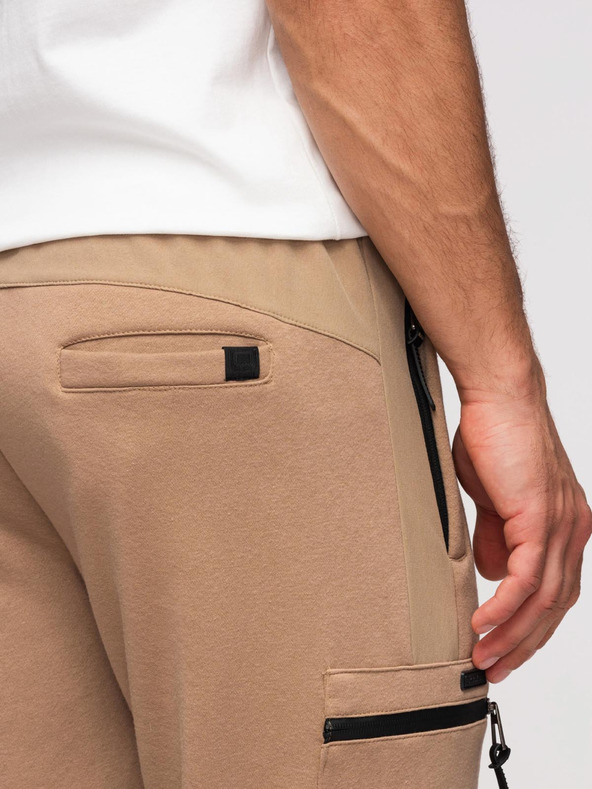 Ombre Clothing Férfi JOGGER nadrág combzsebbel és kontrasztos betétekkel - világosbarna V4 OM-PASK-0222 Ombre Clothing