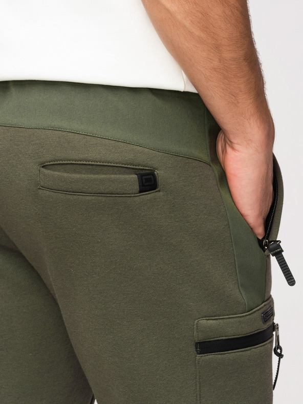 Ombre Clothing Férfi JOGGER nadrág combzsebbel és kontrasztos betétekkel - olivazöld V5 OM-PASK-0222 Ombre Clothing