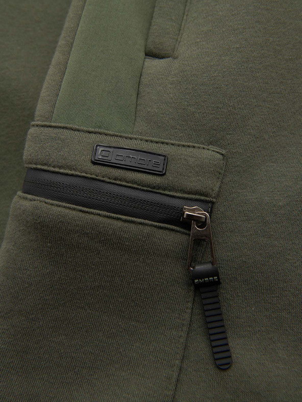 Ombre Clothing Férfi JOGGER nadrág combzsebbel és kontrasztos betétekkel - olivazöld V5 OM-PASK-0222 Ombre Clothing