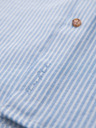Ombre Clothing Férfi csíkos lenvászon ing álló gallérral - fehér és kék V2 OM-SHCS-0189 Ombre Clothing