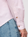 Ombre Clothing Férfi csíkos lenvászon ing álló gallérral - fehér és rózsaszín V3 OM-SHCS-0189 Ombre Clothing