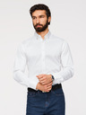 Ombre Clothing Férfi klasszikus SLIM FIT ing szatén szövetből - fehér V1 OM-SHOS-0211 Ombre Clothing