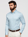 Ombre Clothing Férfi klasszikus SLIM FIT ing szatén szövetből - kék V2 OM-SHOS-0211 Ombre Clothing