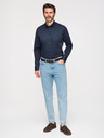 Ombre Clothing Férfi klasszikus SLIM FIT ing szatén szövetből - sötétkék V3 OM-SHOS-0211 Ombre Clothing