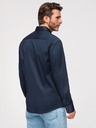 Ombre Clothing Férfi klasszikus SLIM FIT ing szatén szövetből - sötétkék V3 OM-SHOS-0211 Ombre Clothing