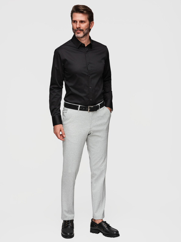 Ombre Clothing Klasszikus férfi SLIM FIT ing szatén szövetből - fekete V4 OM-SHOS-0211 Ombre Clothing