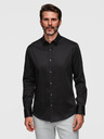 Ombre Clothing Klasszikus férfi SLIM FIT ing szatén szövetből - fekete V4 OM-SHOS-0211 Ombre Clothing