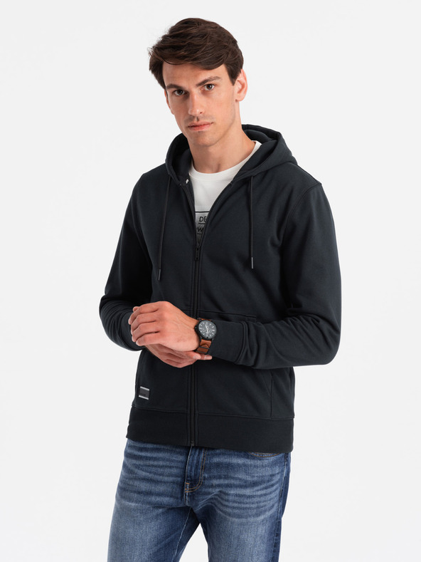 Ombre Clothing Férfi pamut BASIC cipzáras pulóver Ombre Clothing