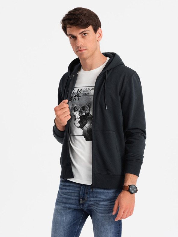 Ombre Clothing Férfi pamut BASIC cipzáras pulóver Ombre Clothing
