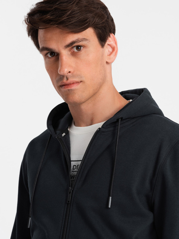 Ombre Clothing Férfi pamut BASIC cipzáras pulóver Ombre Clothing