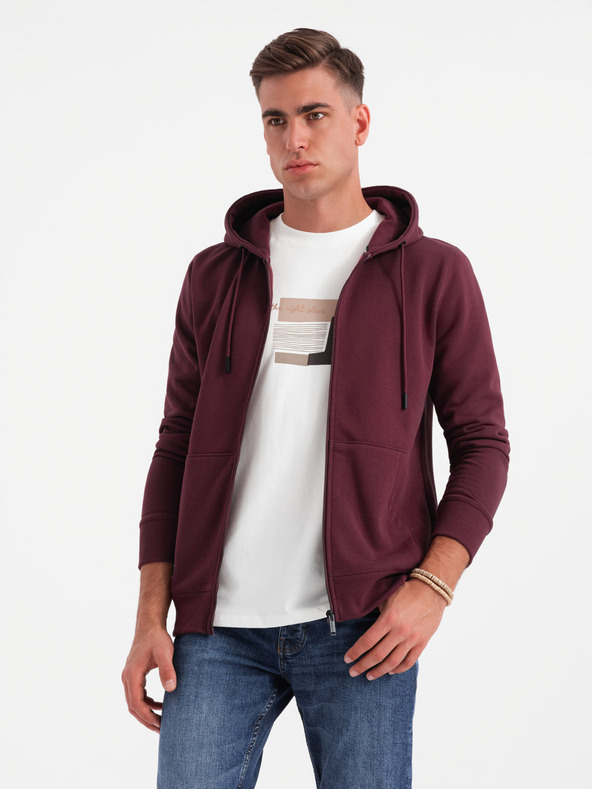 Ombre Clothing Férfi pamut BASIC cipzáras pulóver Ombre Clothing