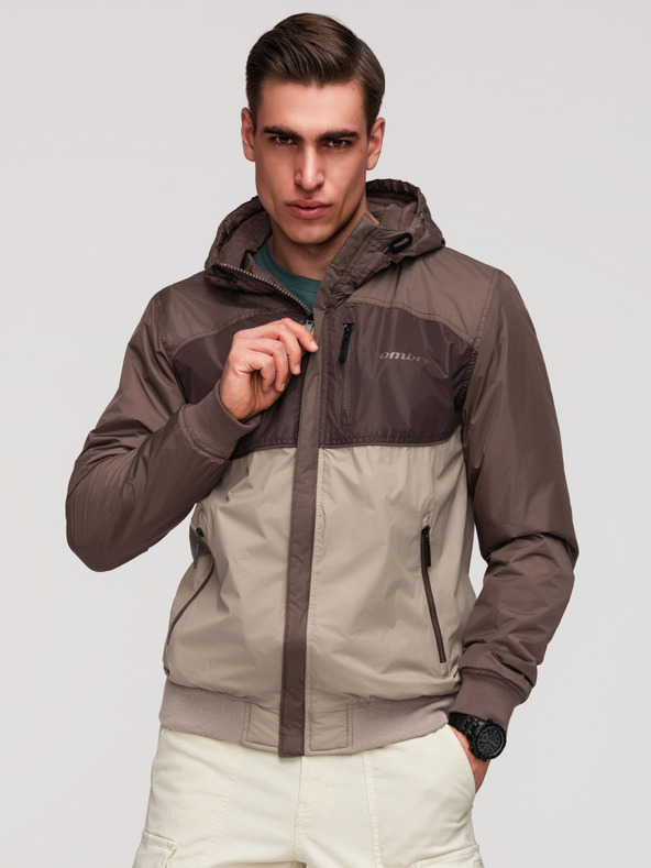 Ombre Clothing Férfi könnyű, színes, fleece sportdzseki bézs Ombre Ruházat Ombre Clothing