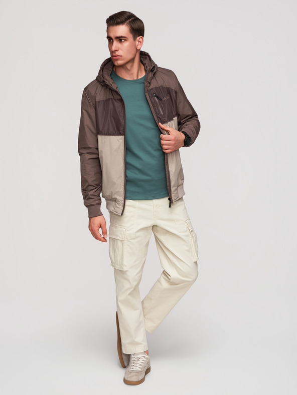 Ombre Clothing Férfi könnyű, színes, fleece sportdzseki bézs Ombre Ruházat Ombre Clothing