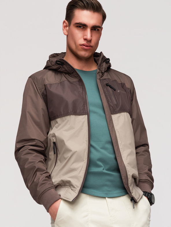 Ombre Clothing Férfi könnyű, színes, fleece sportdzseki bézs Ombre Ruházat Ombre Clothing