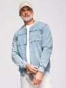 Ombre Clothing Férfi denim bomberdzseki kőmosás hatású - világoskék V3 OM-JADJ-0163 Ombre Ruházat