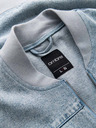 Ombre Clothing Férfi denim bomberdzseki kőmosás hatású - világoskék V3 OM-JADJ-0163 Ombre Ruházat