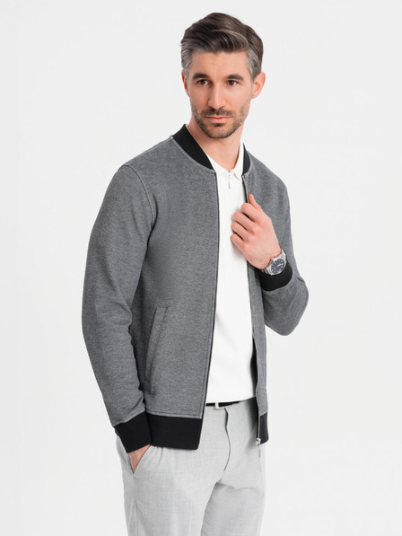 Ombre Clothing Férfi kötött bomber dzseki - fekete