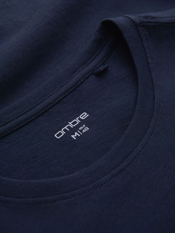 Ombre Clothing Férfi pamut póló egyetemi stílusú nyomattal - sötét kék V3 OM-TSPT-0269 Ombre Clothing