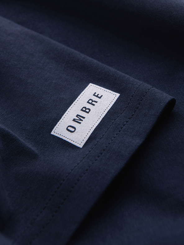 Ombre Clothing Férfi pamut póló egyetemi stílusú nyomattal - sötét kék V3 OM-TSPT-0269 Ombre Clothing