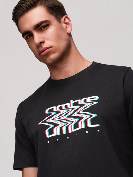 Ombre Clothing Férfi pamut póló ombré nyomattal - fekete V1 OM-TSPT-0286 Ombre Clothing