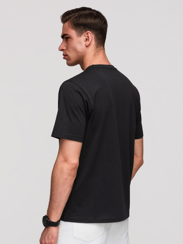 Ombre Clothing Férfi pamut póló ombré nyomattal - fekete V1 OM-TSPT-0286 Ombre Clothing
