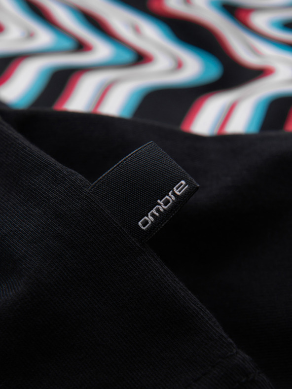 Ombre Clothing Férfi pamut póló ombré nyomattal - fekete V1 OM-TSPT-0286 Ombre Clothing