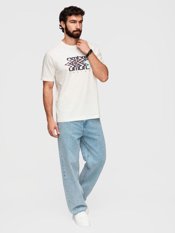 Ombre Clothing Férfi pamut póló ombré nyomattal - fehér V2 OM-TSPT-0286 Ombre Clothing
