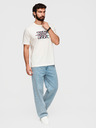 Ombre Clothing Férfi pamut póló ombré nyomattal - fehér V2 OM-TSPT-0286 Ombre Clothing