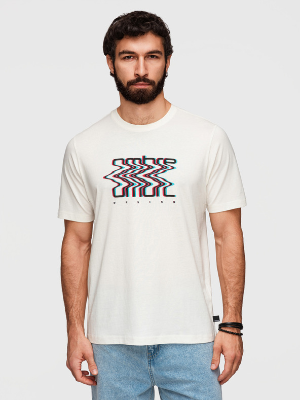 Ombre Clothing Férfi pamut póló ombré nyomattal - fehér V2 OM-TSPT-0286 Ombre Clothing