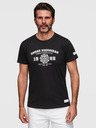 Ombre Clothing Férfi pamut póló College nyomattal - V2 black OM-TSPT-0269 Ombre Clothing