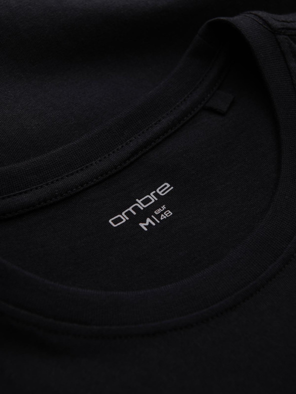 Ombre Clothing Férfi pamut póló College nyomattal - V2 black OM-TSPT-0269 Ombre Clothing
