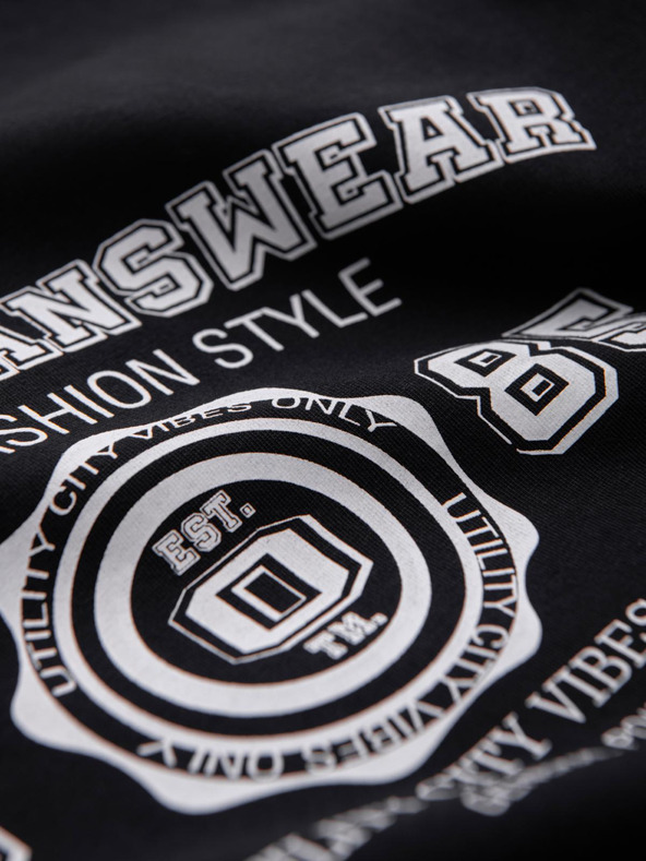 Ombre Clothing Férfi pamut póló College nyomattal - V2 black OM-TSPT-0269 Ombre Clothing