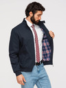 Ombre Clothing Férfi Harrington kabát állónyakkal és kockás béléssel - sötét kék V2 OM-JANP-0326 Ombre Clothing