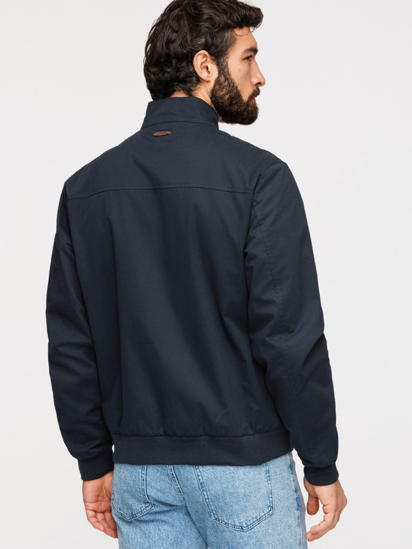 Ombre Clothing Férfi Harrington kabát állónyakkal és kockás béléssel - sötét kék V2 OM-JANP-0326 Ombre Clothing