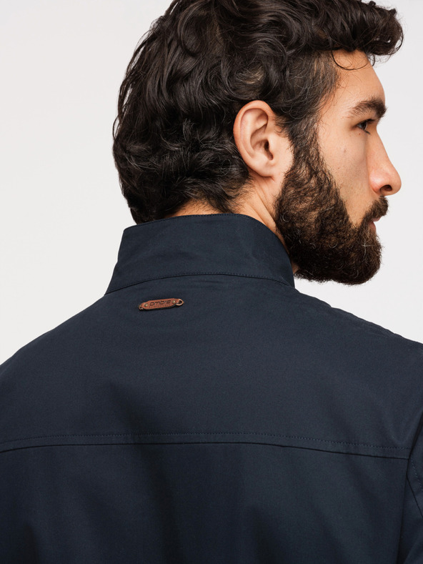Ombre Clothing Férfi Harrington kabát állónyakkal és kockás béléssel - sötét kék V2 OM-JANP-0326 Ombre Clothing