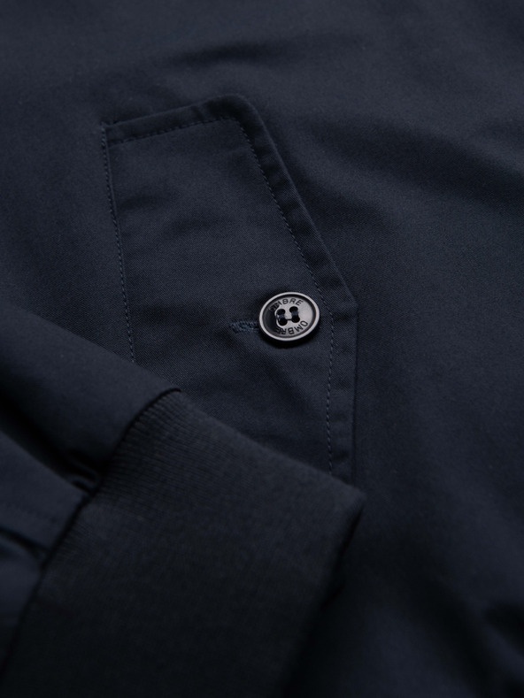 Ombre Clothing Férfi Harrington kabát állónyakkal és kockás béléssel - sötét kék V2 OM-JANP-0326 Ombre Clothing