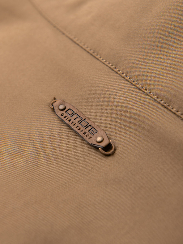 Ombre Clothing Férfi Harrington kabát állónyakkal és kockás béléssel - világos barna V5 OM-JANP-0326 Ombre Clothing