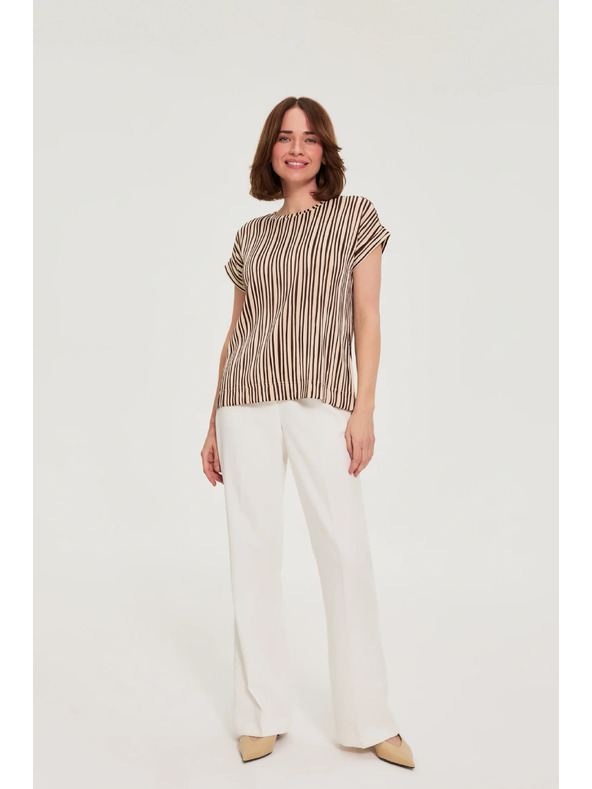 Moodo Beige Striped Blouse Moodo