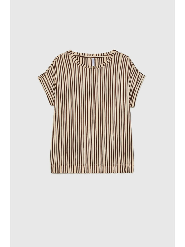 Moodo Beige Striped Blouse Moodo