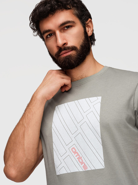 Ombre Clothing Férfi pamut pólóing geometrikus nyomattal - szürke V3 OM-TSPT-0259 Ombre Clothing